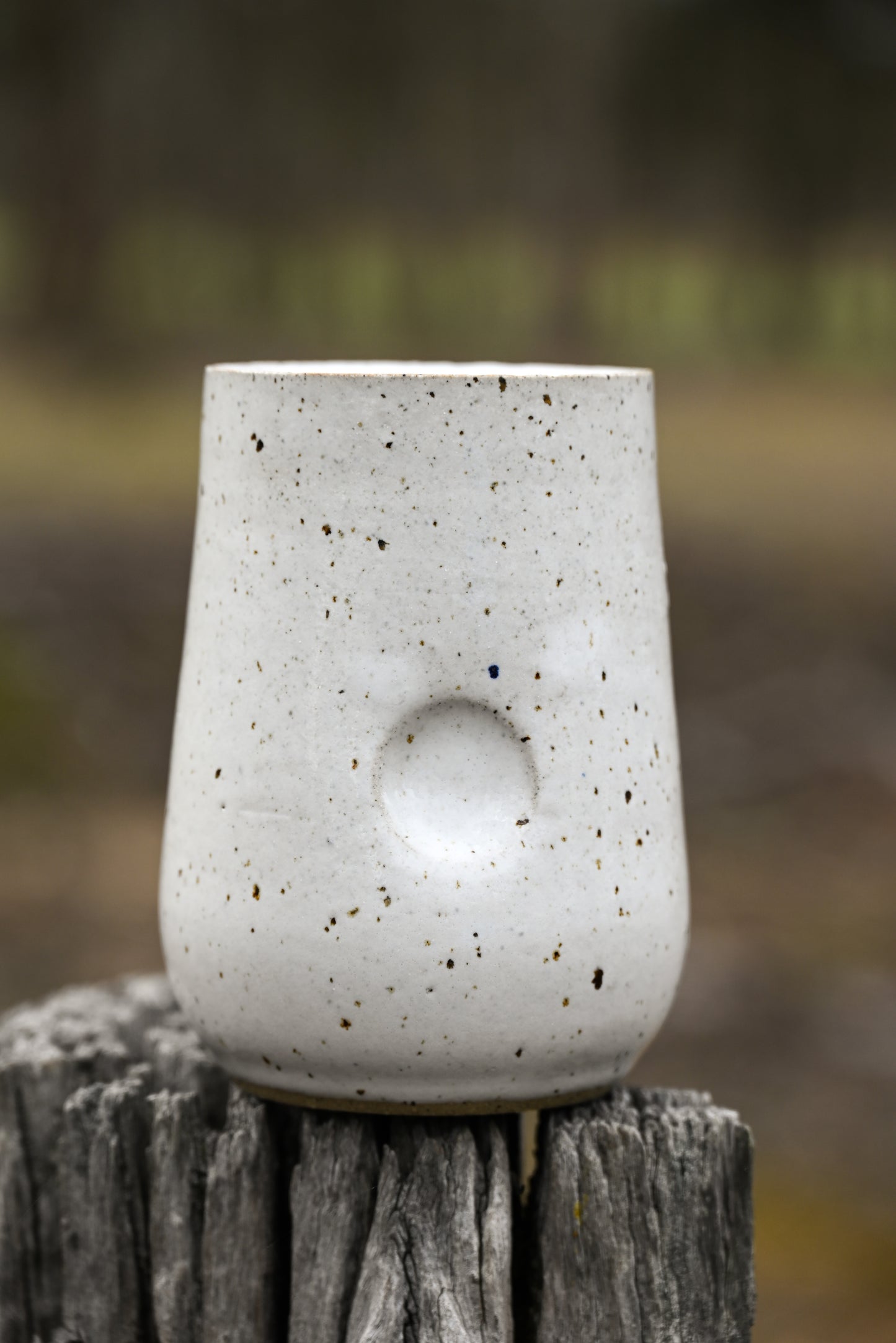 White Speckle Thumb Mug
