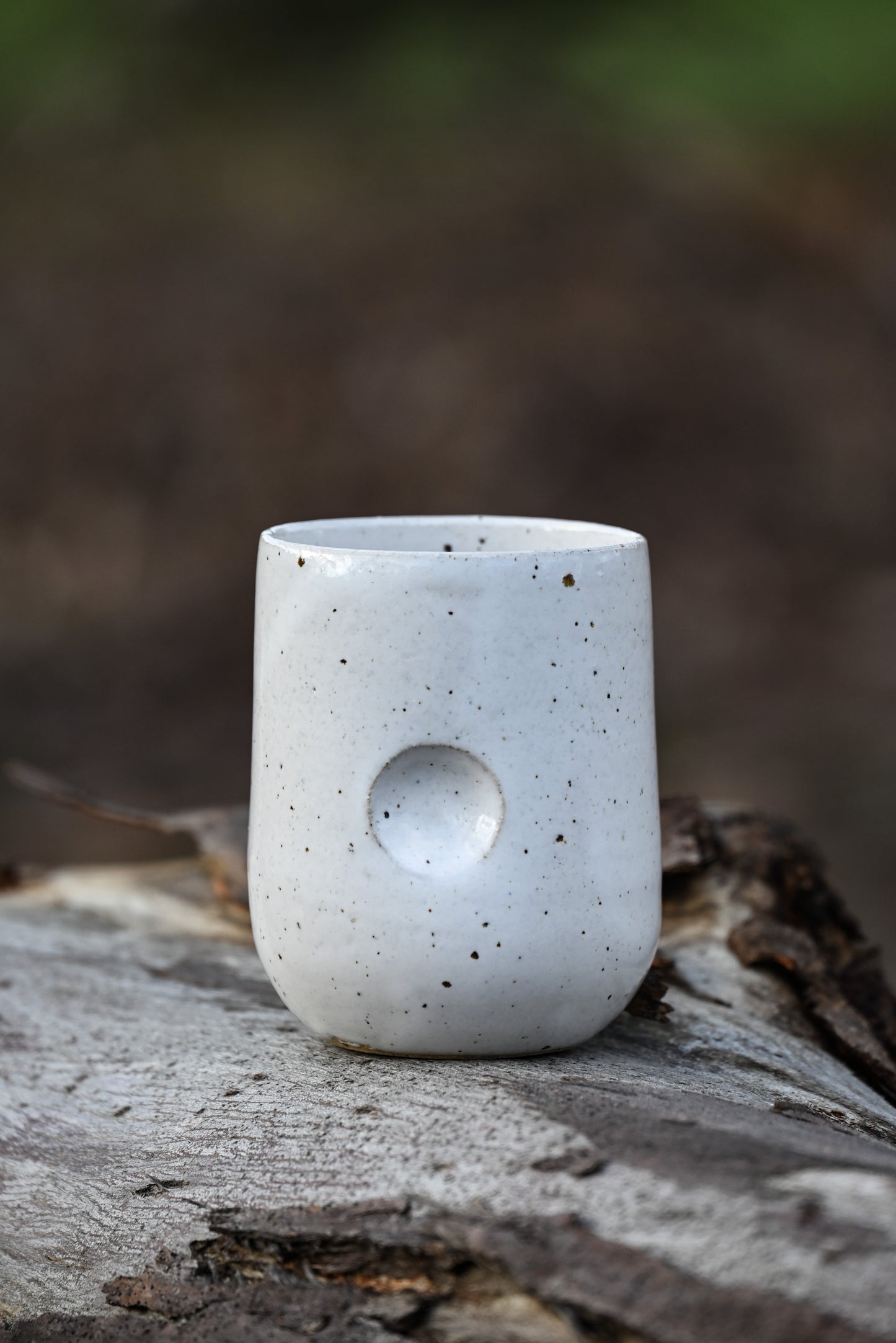 White Speckle Thumb Mug