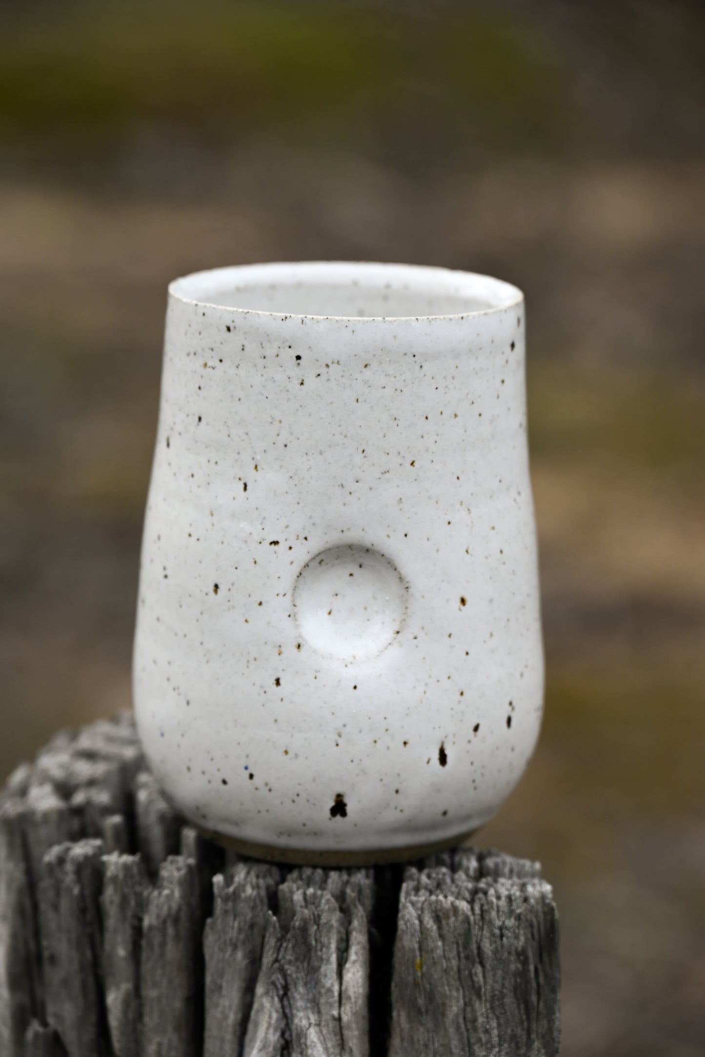 White Speckle Thumb Mug