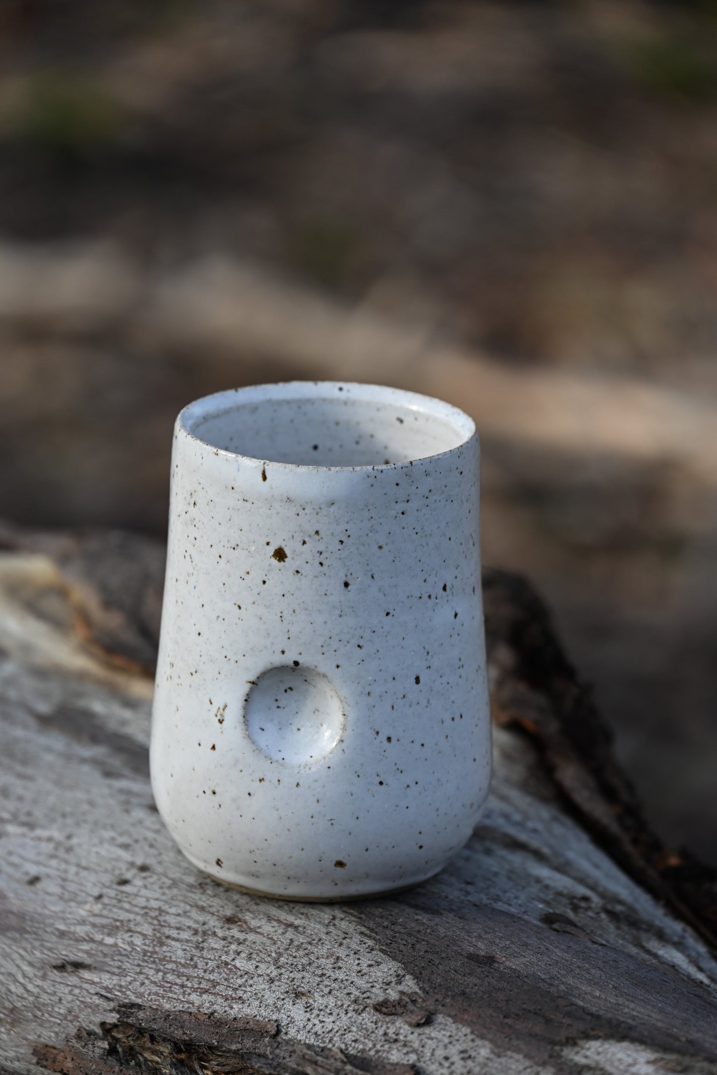 White Speckle Thumb Mug