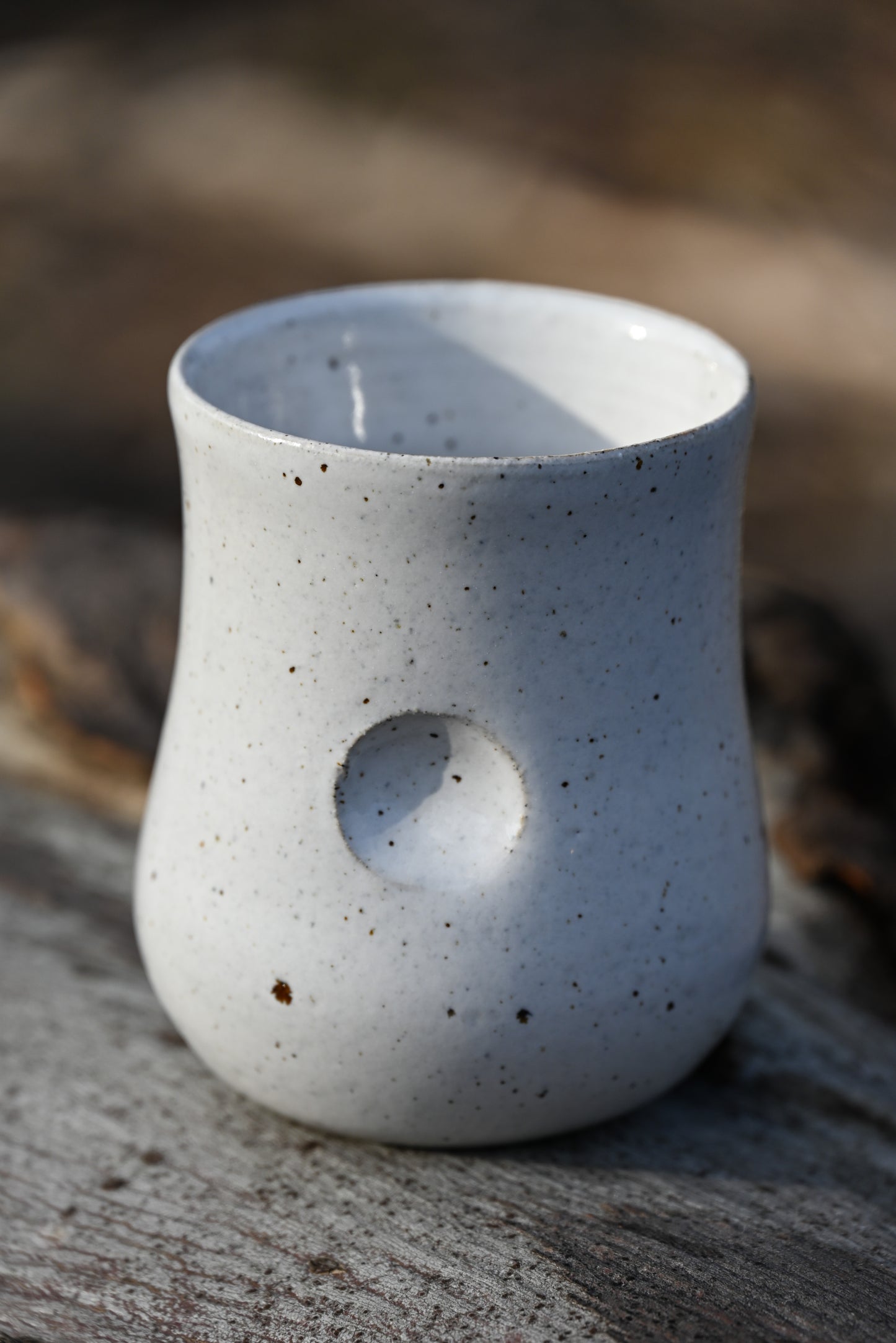 White Speckle Thumb Mug