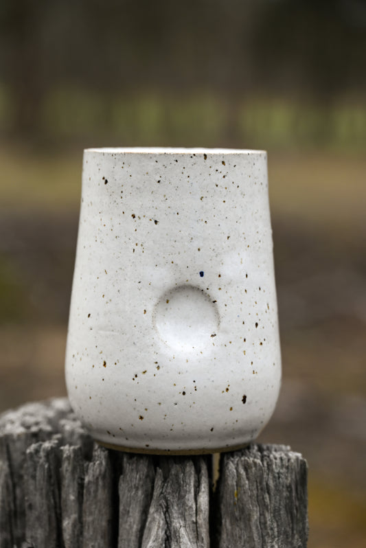White Speckle Thumb Mug