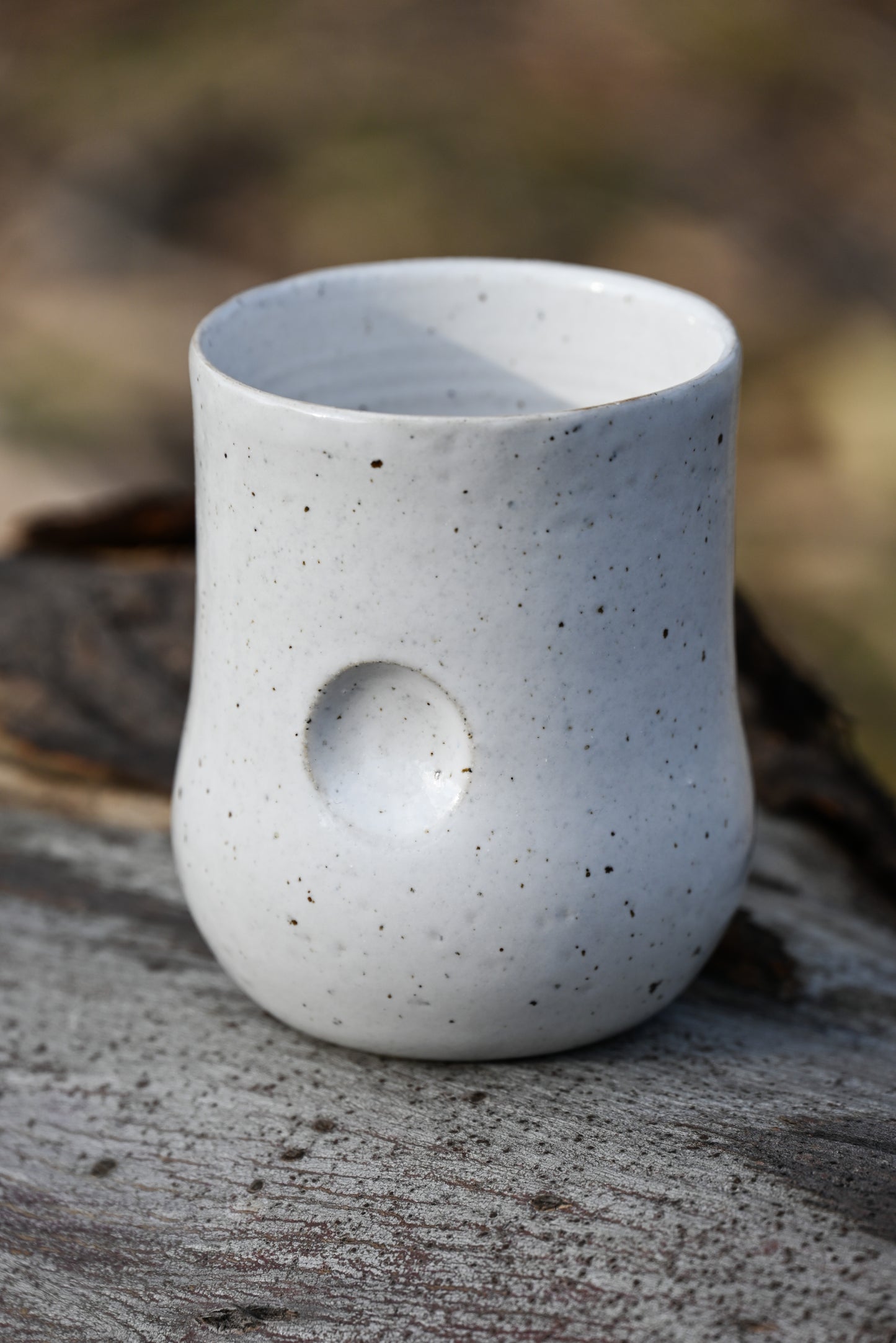 White Speckle Thumb Mug