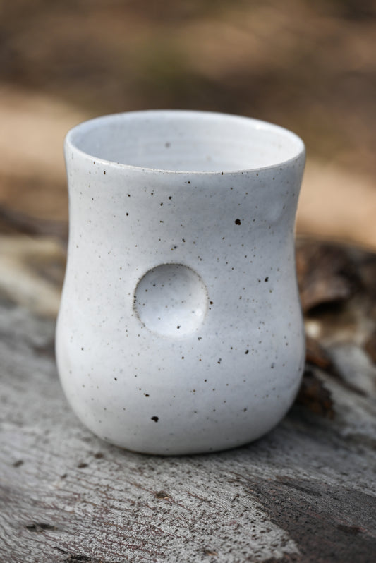 White Speckle Thumb Mug